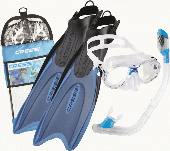 Cressi Kinder Set mit Schnorchel, Brille und Flossen Blau 29 - 32