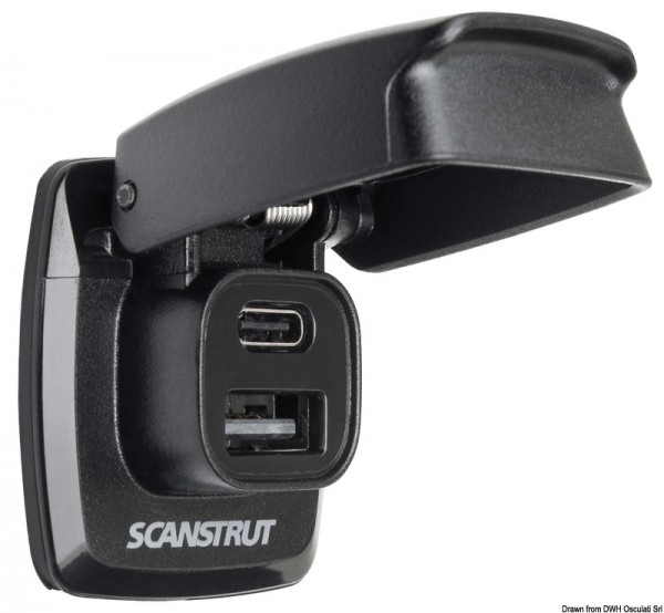 SCANSTRUT Flip Pro - wasserdichte USB-A- und USB-C-Buchsen