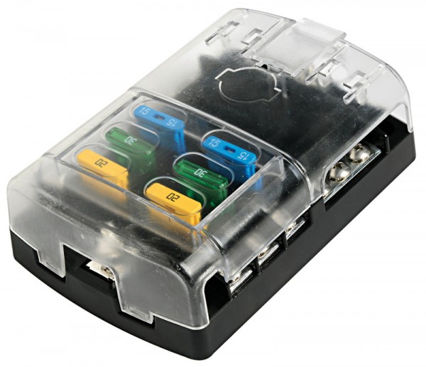 Sicherungsbox aus Polykarbonat mit durchsichtigem Schnappdeckel