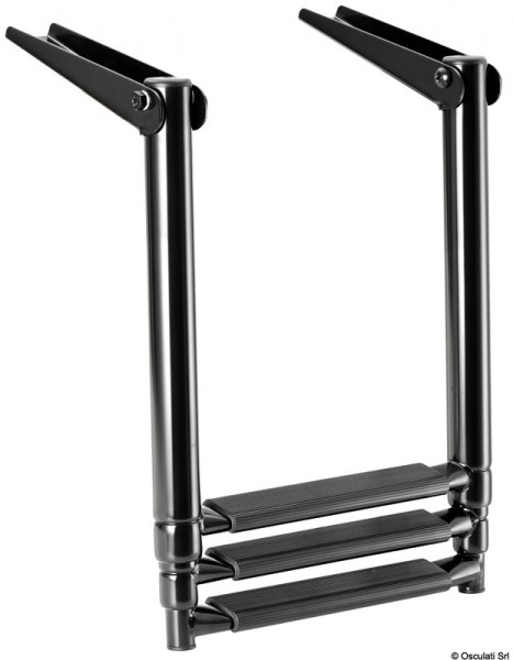 Total Black schwarze ausziehbare Leiter für Badeplattform