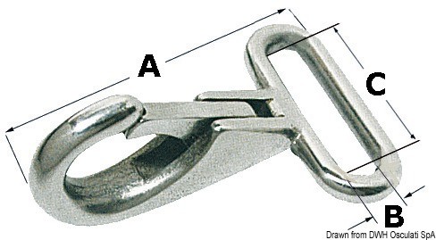 Schnappschäkel aus rostfreiem Edelstahl mit flachem Auge für Gurte